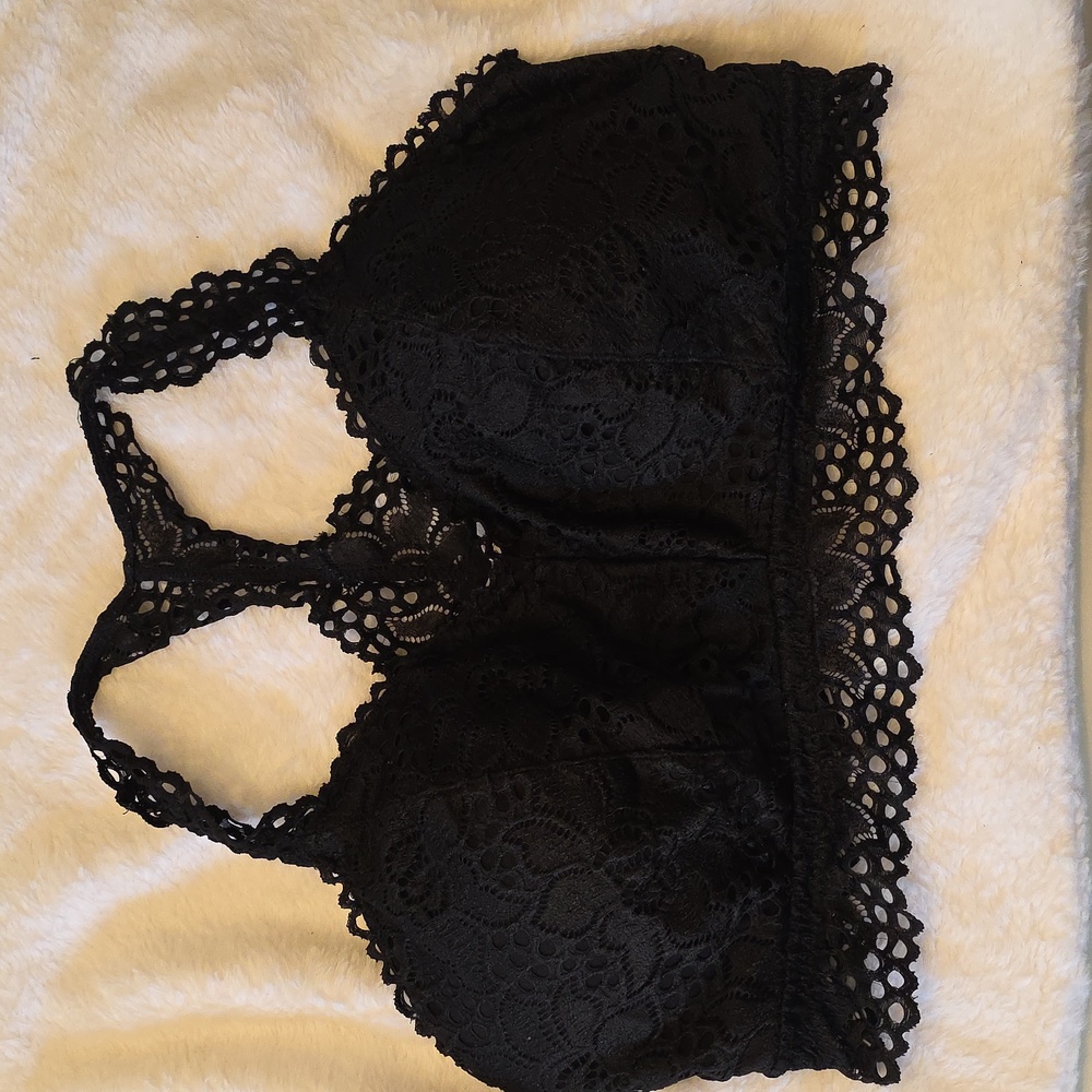 MAURICES Black Eyelette Lace Racerback Bra, Sz. 1, Good Condition